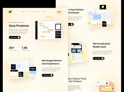 SaaS Product Landing Page agency clean development home page homepage landing page landingpage minimal neat product design saas software solution typography ui uiux user experience ux web website