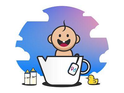 TEA BABY art baby baby shower branding design flat icon illustration illustrator vector