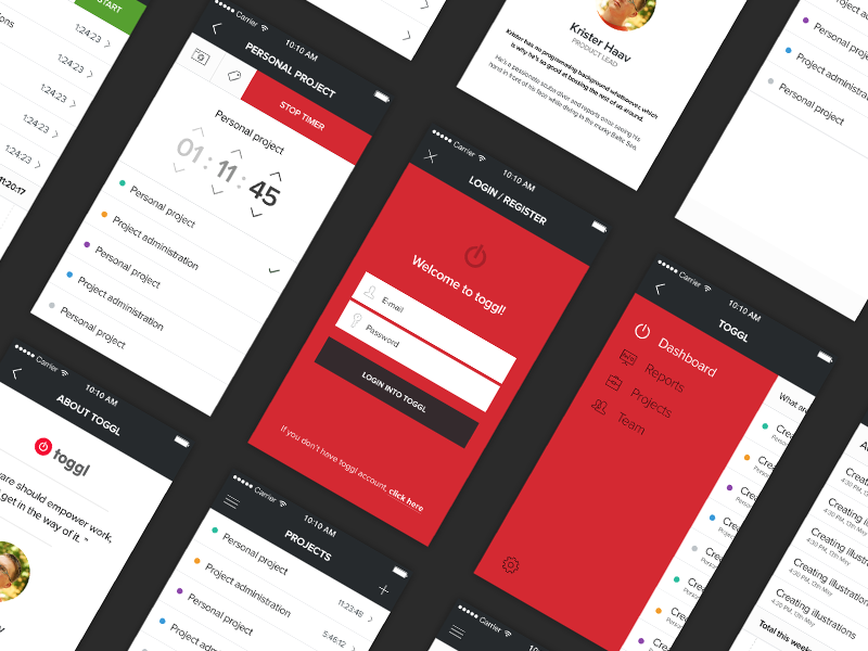 toggl mobile app concept by karel kulisek dribbble