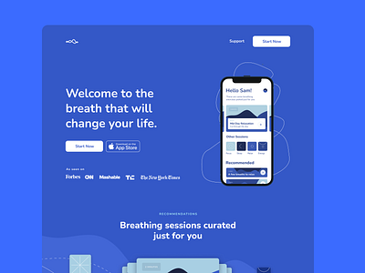 Breathology | A breath of fresh air blue branding breath health inspiration landing page landingpage luxury minimal nature ui design vegan wellness wellness app yoga