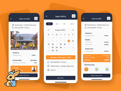 Clipboard Health | Helping nurses in their working shifts book appointment calendar checkin checkout community app doctor app doctor appointment health health app health care healthcare hospital medical app medical care medicine minimal mobile nurse shift ui design user interface