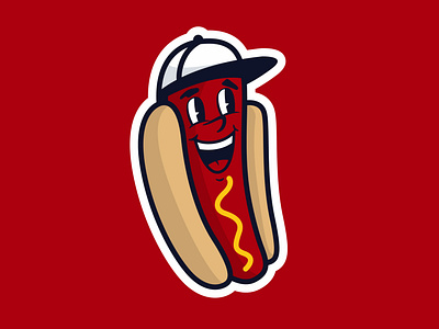 HOT DOG BASEBALLER baseball baseball mascots design hotdog illustration mascots