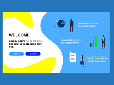 Welcome page design login register ui ux web welcome page