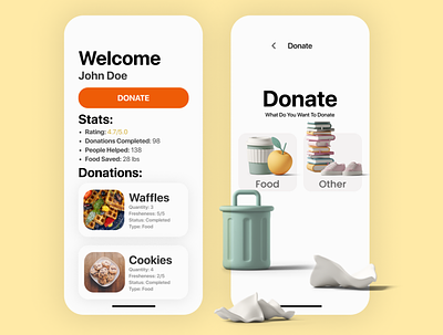 Food Donation App Wireframe android app branding clean design firebase graphic design illustration ios logo ui