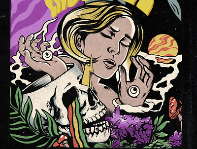 psychedelic illustration alien artwork cover album design illustration psychedelic stoner rock tshirtdesign universe