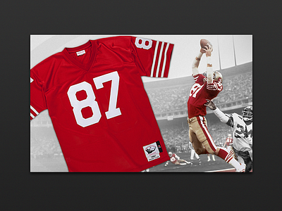 Dwight Clark jersey promo ecommerce sports web design