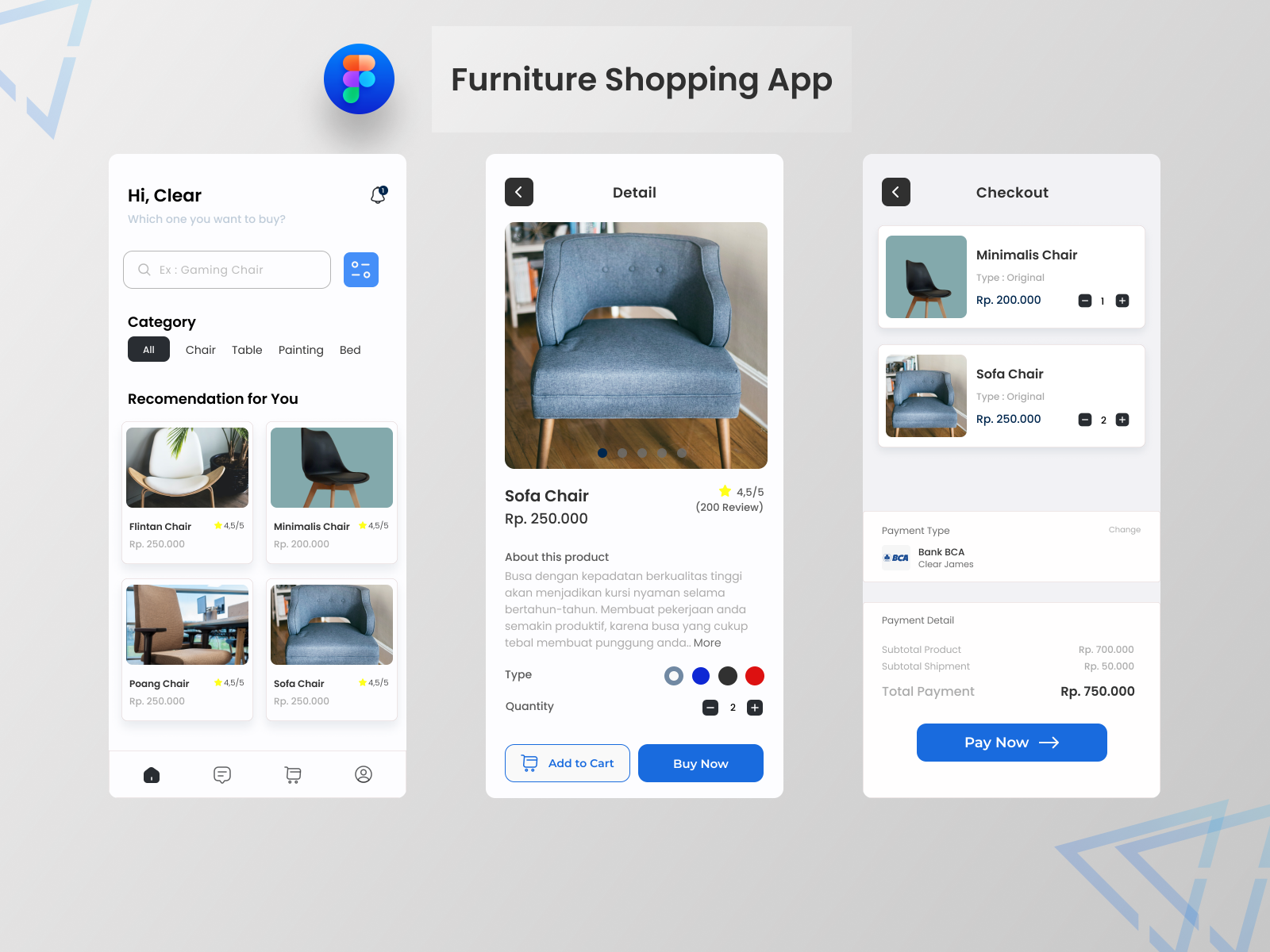 UI Design for Furniture Shopping App by Mulya Sakti on Dribbble