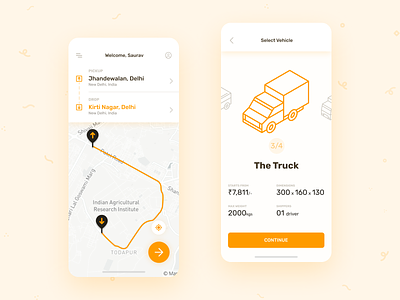 MoveBox - On-demand movement & delivery app confetti delivery demand design location map minimal mobile movement navigation package pin services truck ui ux yellow
