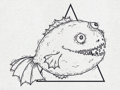 Mutated eyes fish illustration lines mutated triangle