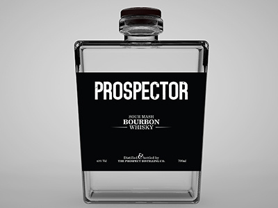 Prospector Bourbon Whiskey alcohol bottle bourbon design graphic industrial labelling logo packaging product whiskey
