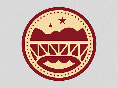 Crooked River badge branding bridge logo star vector