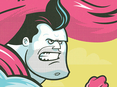 Superhero comic book halftone illustration music print superhero vector