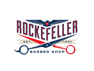 The Rock barber shop eagle logo scissors vector