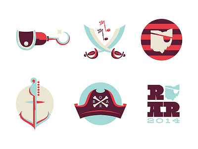 Roar Secondary IDs / Badges anchor badges branding cleveland hat hook identity nautical ohio pirate sword vector