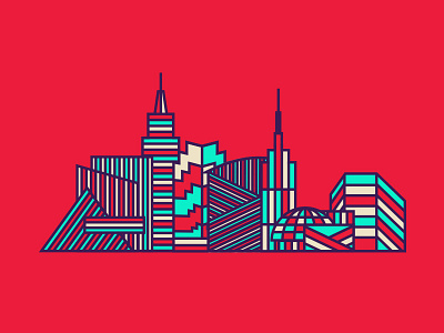 Clevo architecture buildings editorial illustration lines metropolitan monoweight print skyline