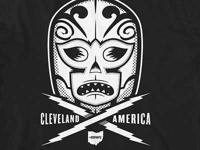 Cleveland America apparel cleveland halftone illustration libre lightning lucha luchador mask merchandise ohio t shirt vector wrestling