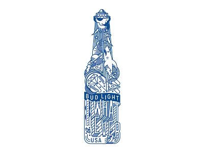 Whatever USA "Unbottled" apparel beer beverage bud light cosmic illustration monowidth pizza shark ufo vector