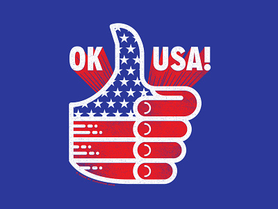 OK USA! america apparel hand illustration independence day patriotism texture thumbs up type usa