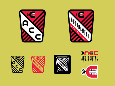 Accidental Comedy Club Options badge comedy fest logo teeth