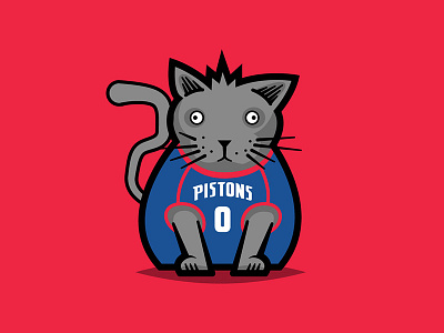 Detroit Rock Kitty animal basketball cat pistons vector