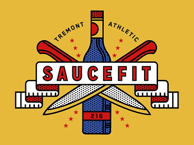 Saucefit branding crossfit fitness gym knife logo ribbon tape wine