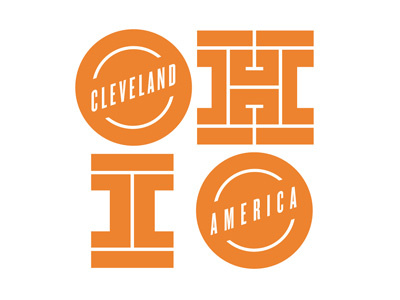 Drbl 1229 america cleveland inline ohio print stroke type vector