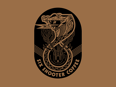 Six Shooter Coffee animal apparel branding coffee drink food snake