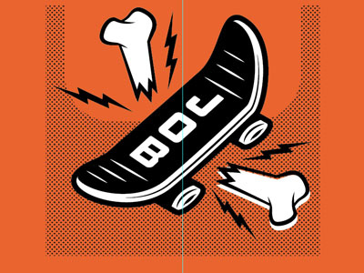 Drbl Job bolts bones gallery1988 illustration injury job poster print skateboard vector