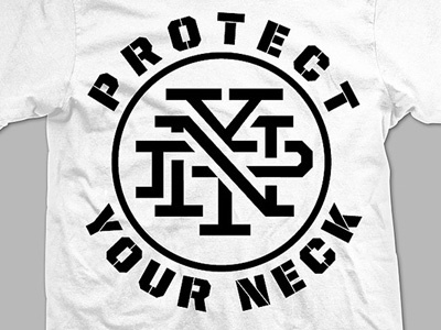 Protect Your Neck apparel black branding merchandise monogram tee type white