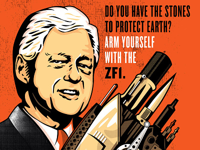 ZF1 advertisement baptiste bill clinton bruce willy emanuel film g1988 gallery1988 jean liludallasmultipass poster president screen print the fifth element tiny zeus lister weapon zf 1 zorg