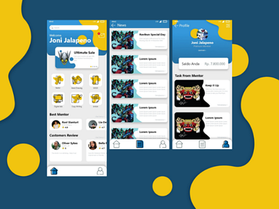 First UI/UX Design app design app mobile blue firsttime redesign ui design uidesign uiux ux design uxdesign yellow