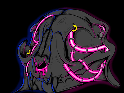 Ku_80 blue cat cathead cyberpunk digitaldrawing hoodie illustration logo modern neon pink skull tshirt tshirtdesign
