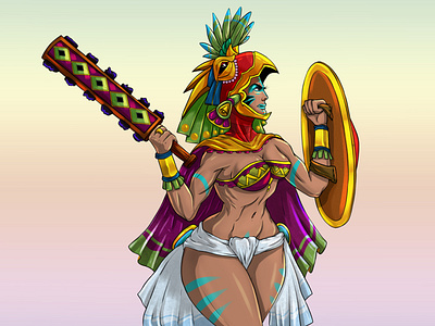 Azteca warrior actriz azteca design digital drawing illustration mujer warrior