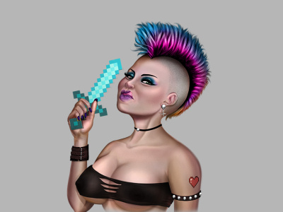 Punk pinup design digital drawing illustration pinup punk