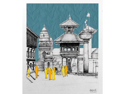 Bhaktapur Durbar Square | Nepal architecture architecture illustration art artist artwork bhaktapur durbar square illustration illustration art linework microns nepali artist pen pen and ink penandink penart unesco world heritage