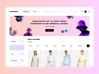 Online clothing store 3d animation clean clothes ecommerce fashion filter font gradient graphic design interaction logo minimal motion graphics navigation search shop store ux