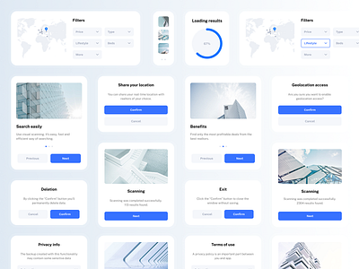 Light Theme UI Elements Design cards ui chart clean component creative data design elements interaction interface minimal mobile mvp realestate ui ui element ui kit ux web design widgets