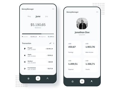 Money Manager App Exploration app banking app design finance app ios mobileapp money app money management ui