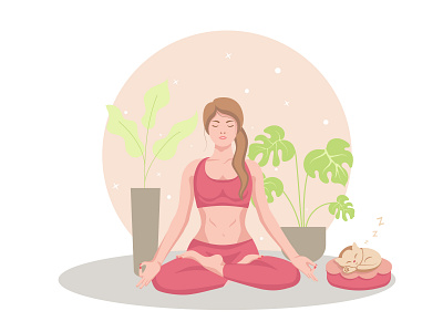 Illustration for a poster in a yoga center. cat design girl graphic design illustration poster relax sleeping vector women yoga yogacenter yogagirl