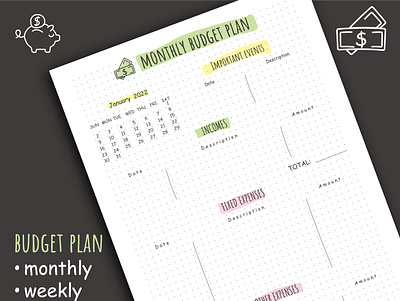 Budget monthly plan budget budgetplan graphic design illustration money monthly pdf plan tracker ui ux vector