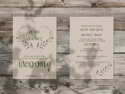 Dribble branding graphic design graphicdesign green identity invitation marriage nature retro rustic vintage wedding