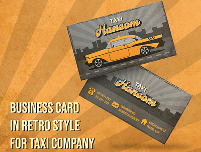 Business card in retro style for taxi company adobe auto businescard car design graphic design illustration retro taxi vector yellow