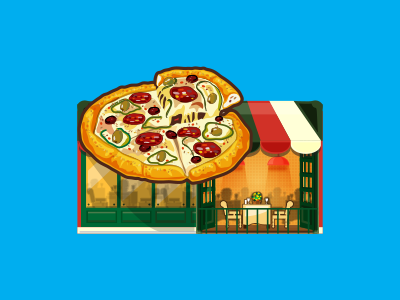 Pizza Shop 2d buildings game house illustration item object pizza vector