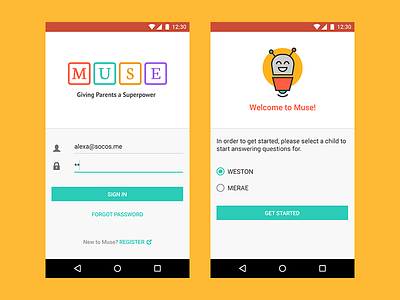 Login to Muse android concept login muse