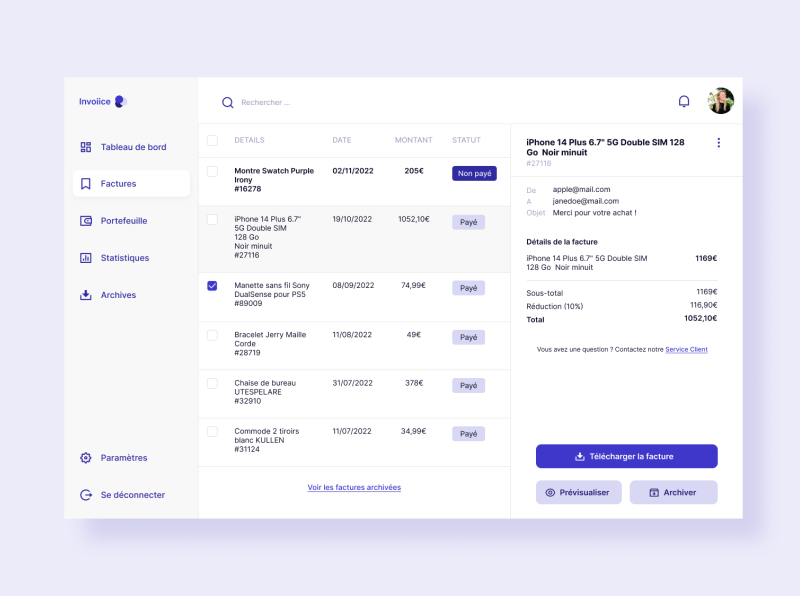 DAILY UI 46 - Invoice by Maëva Ruault on Dribbble