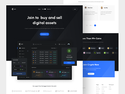 Crypts - Crypto Landing Page crypto dashboard landing page trading ui web web design website