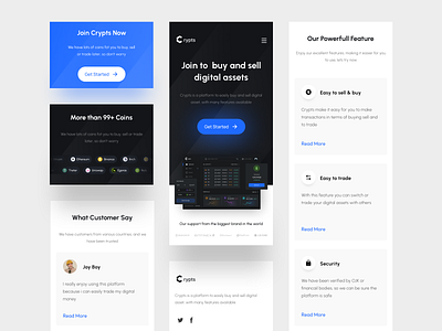 Crypts - Crypto Landing Page Responsive app crypto design detail page home landing page mobile mobile app responsive ui user interface web design