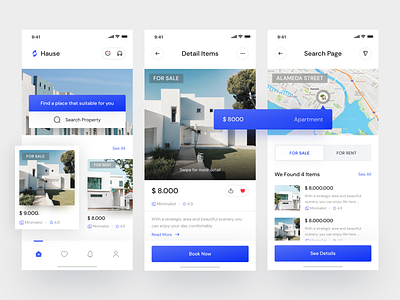Hause - Apartment Booking App apartment app booking detail page mobile mobile app ui user interface