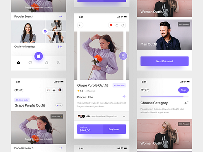 OtFit - Fashion Mobile App app detail page fashion home mobile mobile app onboarding ui user interface