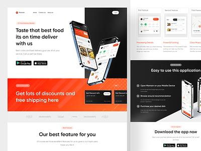 Mamam - Food Delivery Landing Page clean delivery website design food delivery food web design food website hero landing landing page modern product design ui uidesign uiux user interface ux web web design website website design